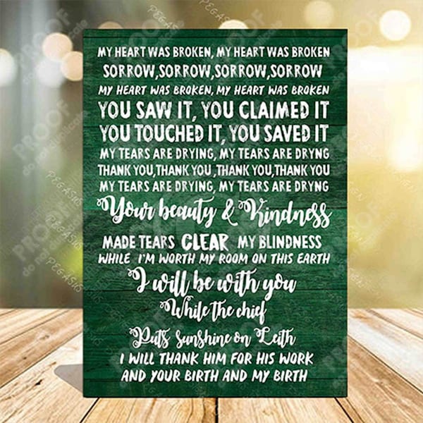 Hibs, while the chief puts sunshine on Leith Lyrics Hibernian football Wooden Plaque