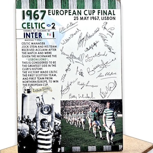 Celtic European Cup Final 1967 Plaque, Free-Standing Tribute to Lisbon Lions, Celtic Fan Plaque