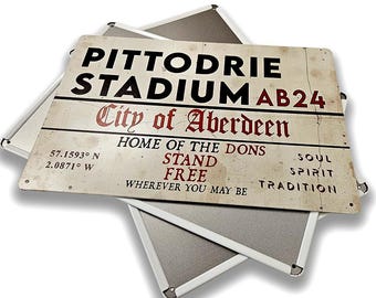 Aberdeen Football Stadium Sign, Pittodrie Stadium, Vintage The Dons Metal sign, UK seller