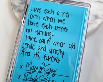 Greys Anatomy Keyring, Greys Anatomy Post It Wedding, Meredith Grey, Derek Sheperd Post It Wedding, Greys Anatomy Keyring gift