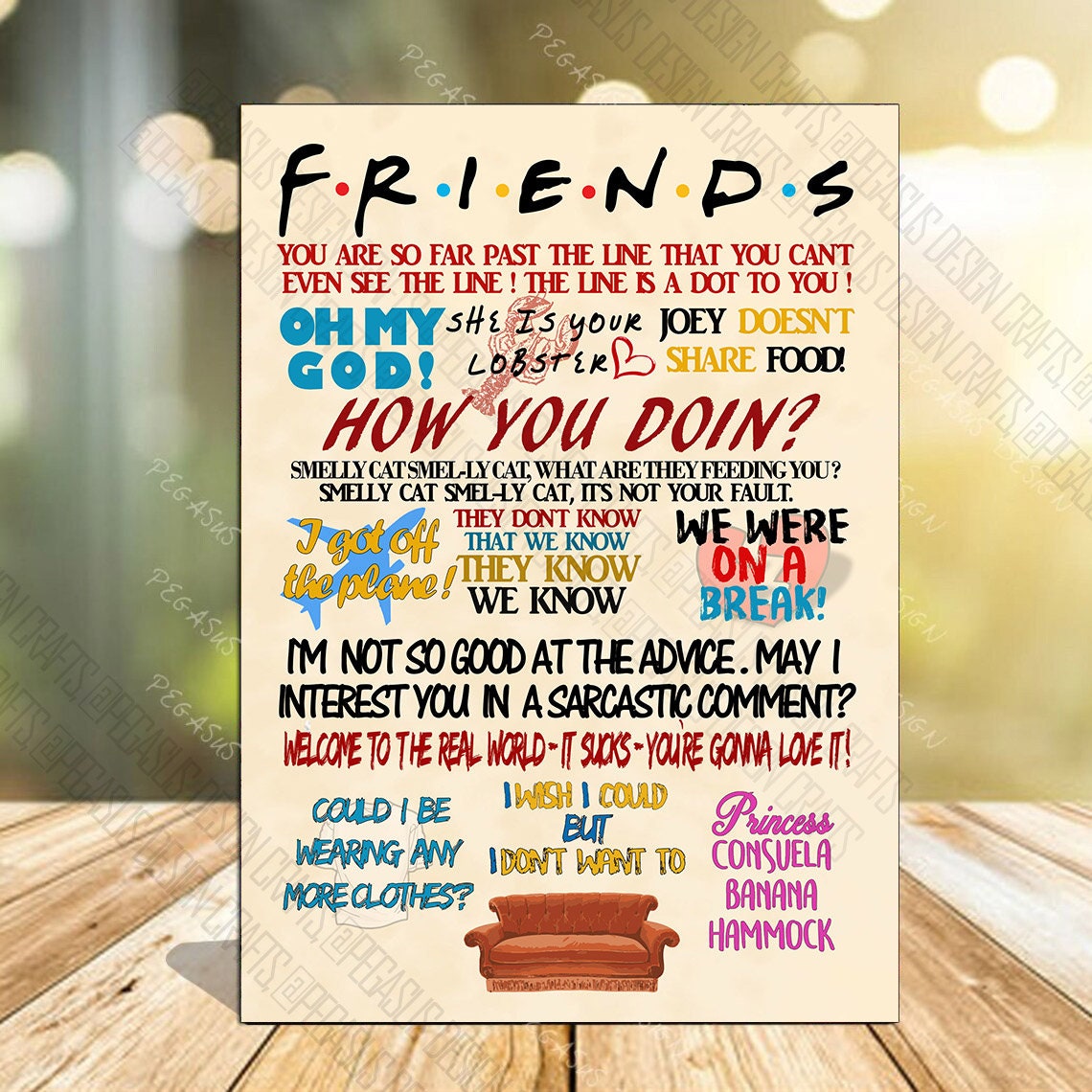 Midoro Friends TV Show Quote Poster - Unframed, Friends Quotes