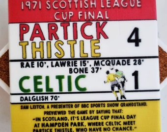 Partick Thistle Fan gift Idea, 1971 Scottish L Cup Final 4 v 1 celtic, Partick Thistle Marble Coaster