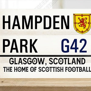 Hamden Park Plaque, Hampden Park street sign. SCOTLAND, home of Scottish football