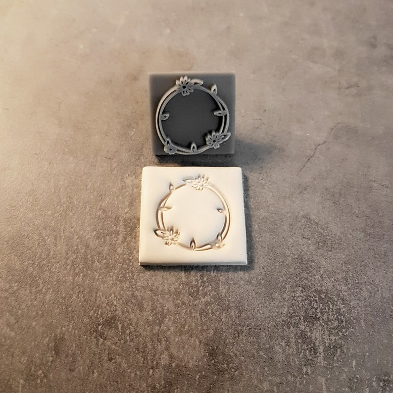 0.5, 1, 1.5 Stamps for Polymer Clay Clay Stamps Polymer Clay Stamps Wreaths 02 set with personalized handle grips 3 sizes