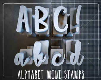Tampons calligraphie alphabet • Tampons argile • Tampons mini-tampons • Tampons en pâte polymère / #FLA002