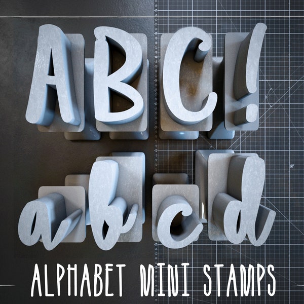 Alphabet Calligraphy Stamps • Clay Embossers • Mini Stamps Embossers • Polymer Clay Stamps / #FLA002