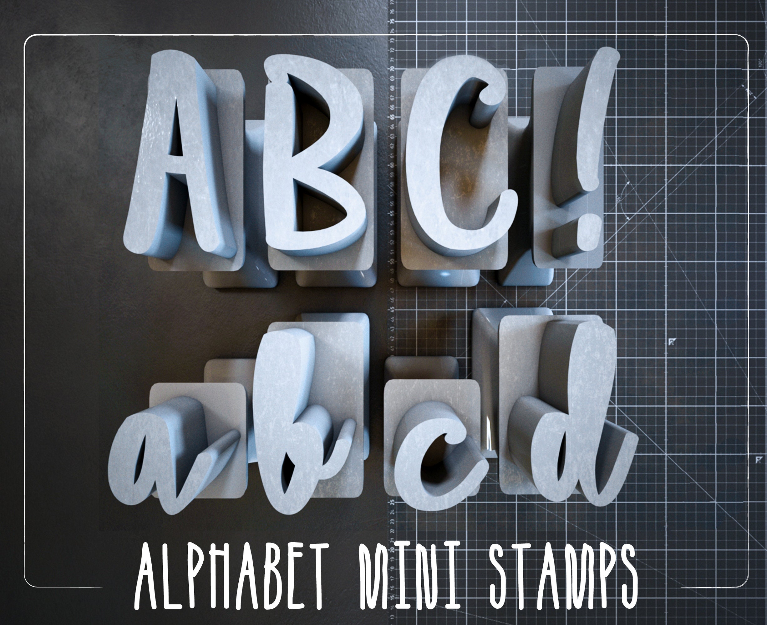 Tampons calligraphie alphabet Tampons argile Tampons mini-tampons Tampons  en pâte polymère / FLA002 -  France