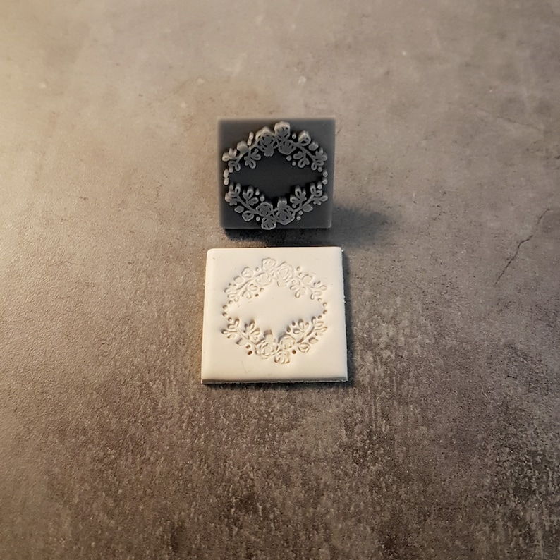 0.5, 1, 1.5 Stamps for Polymer Clay Clay Stamps Polymer Clay Stamps Wreaths 02 set with personalized handle grips 3 sizes