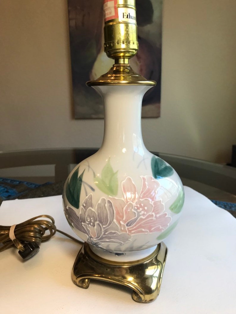 Vintage Ethan Allen Desk Lamp With Porcelain Vase Trunk And Etsy