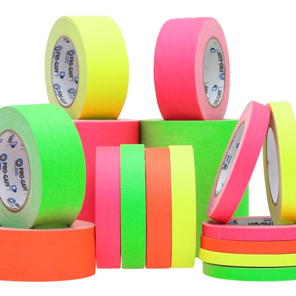 Protape Fluorescent 1 Inch Spike Tape 4 Roll Stack Crafts Hula Hoops Film Theatre Production / Neon / Blacklight / Hooper / Gaffer / Cloth