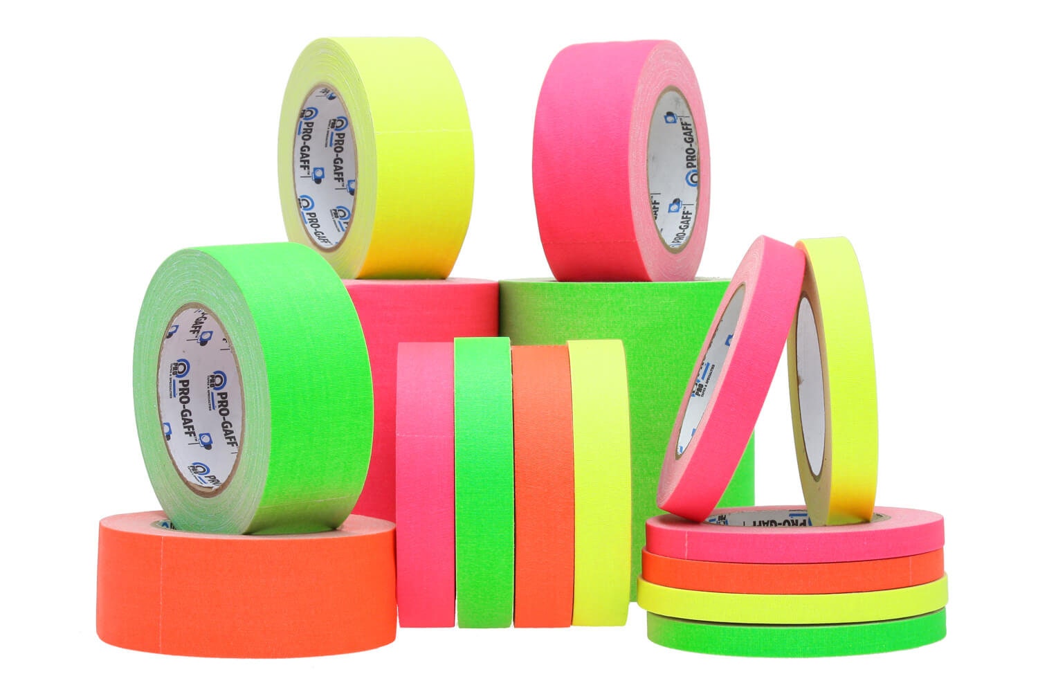 ProTapes Pro Pocket Fluorescent Color Spike Tape Stack (1/2 x 6 yd,  Fluorescent Pink, Yellow, Green, Orange, Blue)