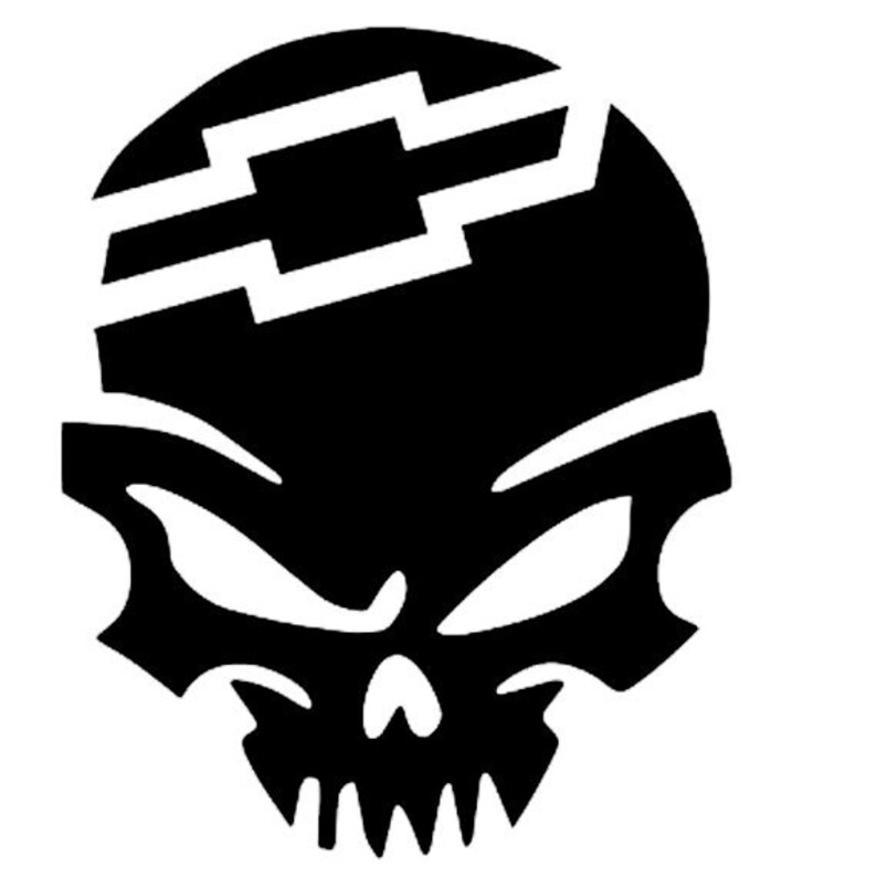 AWESOME Skull with Chevy Emblem Vinyl Decal Window Sticker Etsy