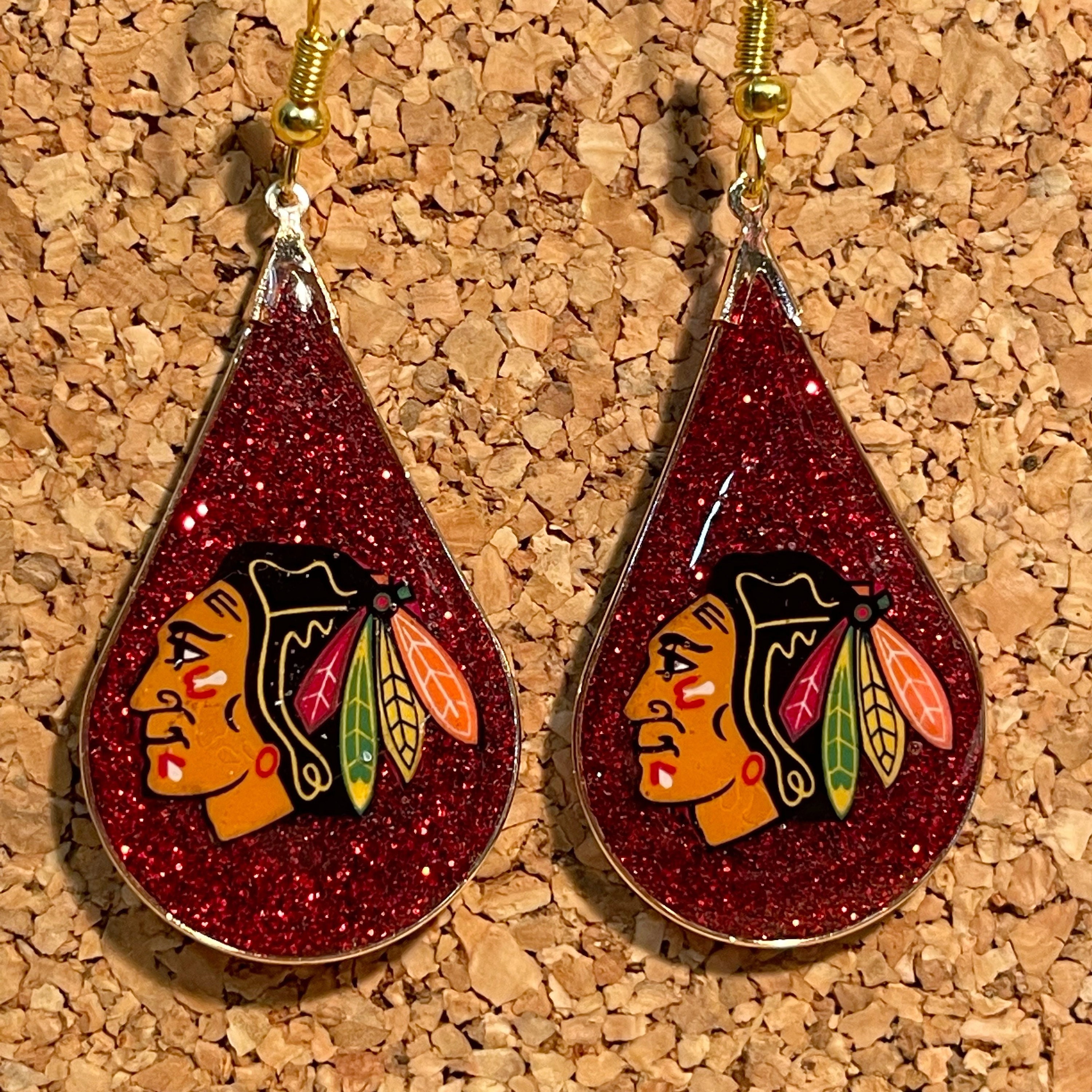 Chicago Blackhawks Beads and Jewelry, Blackhawks Earrings