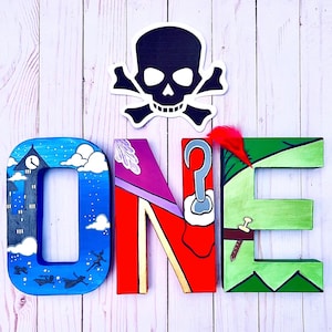 Peter Pan Letters, Peter Pan Birthday Decorations, Captain Hook Boy Party, Tinker Bell Birthday, ONE Birthday Letters, Captain Hook Birthday