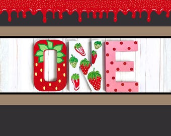 Strawberry Letters, Strawberry Shortcake Birthday Decor, Berry Sweet ONE Sign,ONE Birthday Personalized Letters,Strawberry Baby Shower Decor