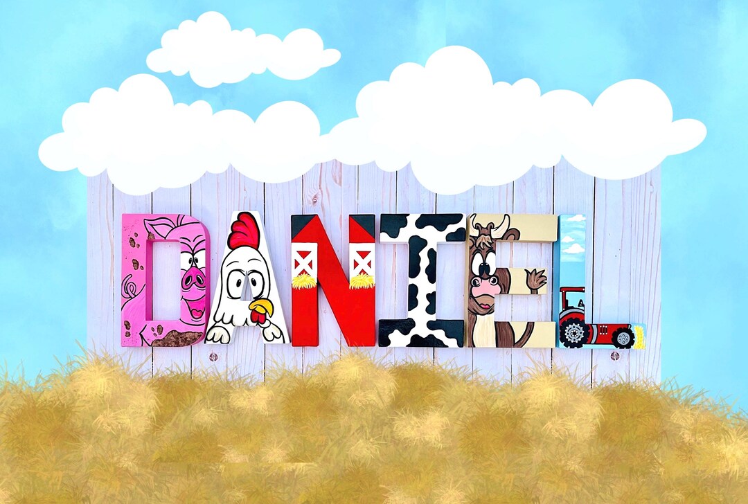 Barnyard Lettering Farm Animal Hand-painted Letters, Barnyard Birthday Decor, Tractor ...