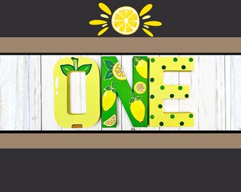 Lemon First Birthday Letters, ONE Main Squeeze Lemon Baby Shower Decor,A Little Lemon Is On The Way Hand Painted Letters, Lemonade Birthday