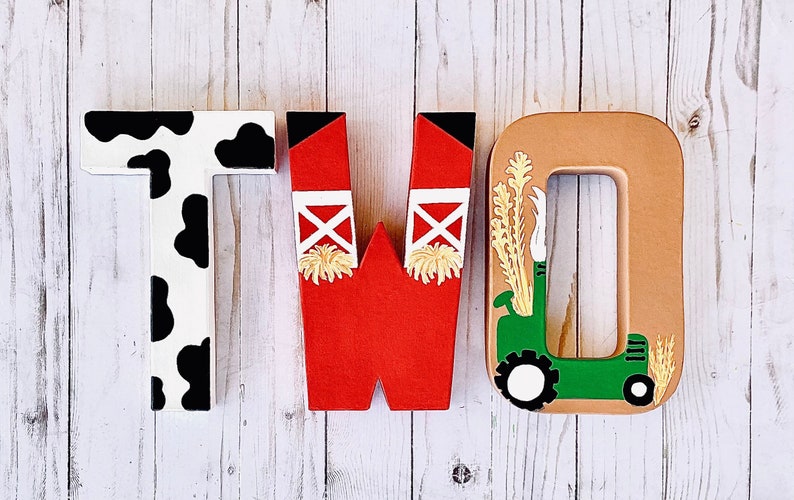 Barnyard Lettering Hand-painted Farm Animal Letters, Barnyard Birthday Decor - Etsy