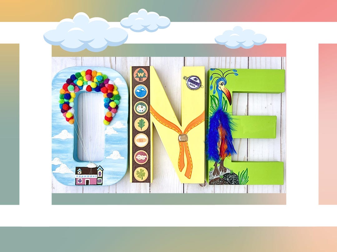 Hand-painted UP Style Name Letters, Adventure Birthday Decor