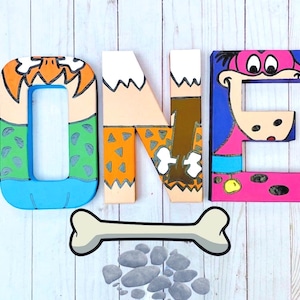 Flintstones Birthday, Flintstones Decoration Letters, Pebbles Party, Bam Bam Party, Baby Shower Themes, One Birthday, Nursery Wall Art,Dino