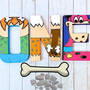 Flintstones Birthday, Flintstones Decoration Letters, Pebbles Party, Bam Bam Party, Baby Shower Themes, One Birthday, Nursery Wall Art,Dino