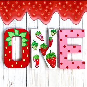 Strawberry 1st Birthday Letters,Strawberry Shortcake,Strawberry Baby Shower Decor,Strawberry Nursery Wall Art,Strawberry Decorations,Banners