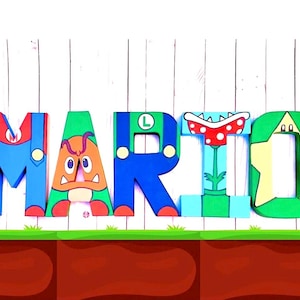 Super Bros Birthday, Mario Bros Letters, Video Game Themed Party, Cartoon Birthday Party Decor,Mario Boys Baby Shower Decor, Boy Party