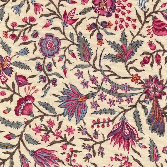 Dutch Heritage Cotton Print Fabric 4023 Cream Etsy