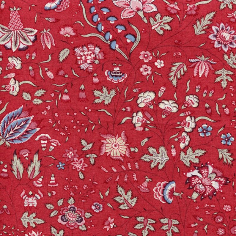 Dutch Heritage Cotton Print Fabric 1025 Red Etsy