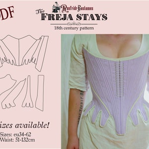 DIGITAL sewing pattern- 18th century stays Freja 32-44, corset