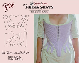 DIGITAL sewing pattern- 18th century stays Freja 32-44, corset