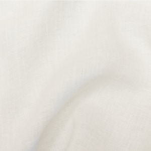 May include: A close-up of a white linen fabric with a subtle texture. The fabric is smooth and has a slight sheen.