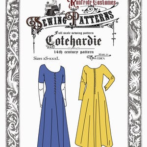 DIGITAL Runfridr sewing pattern- cotehardie medieval dress