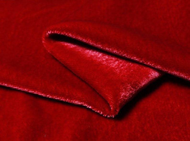 Silk velvet fabric Deep red Etsy