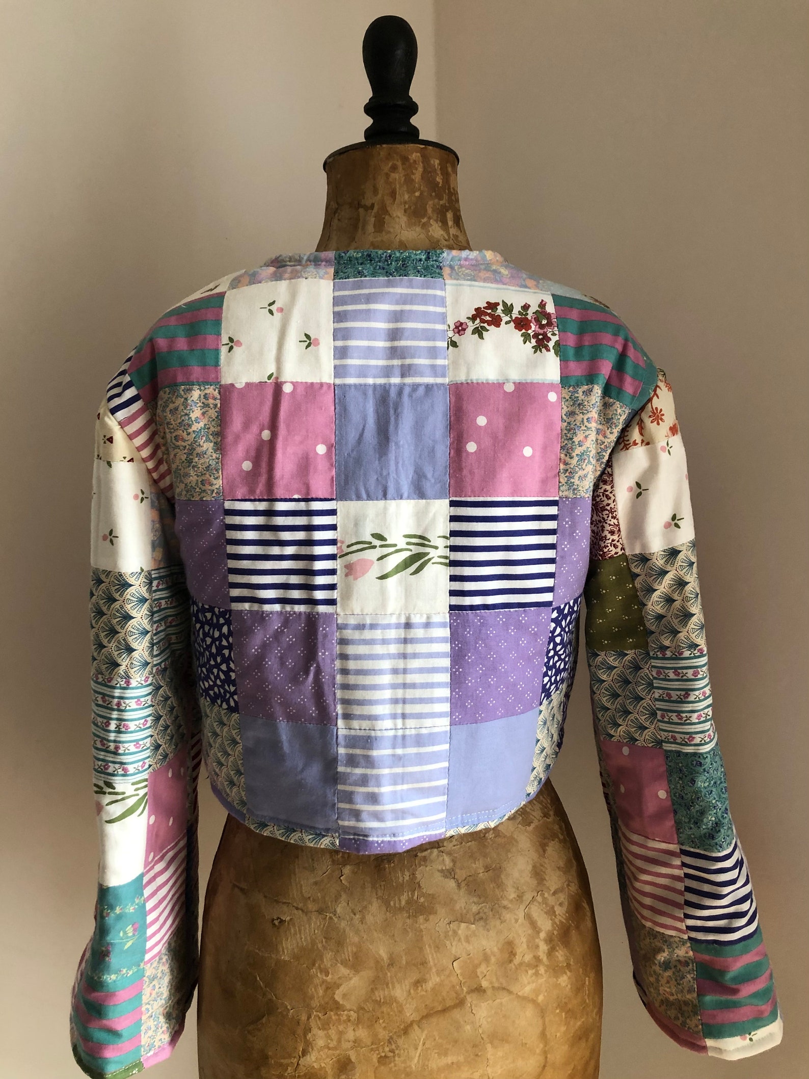 Patchwork Bomber style Jacket with super pretty colours and Etsy