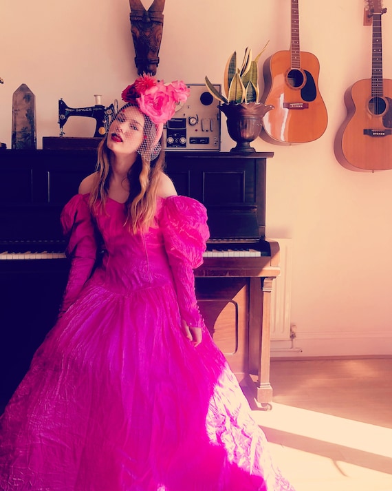 1980s does Victorian style dress hand dyed mottled