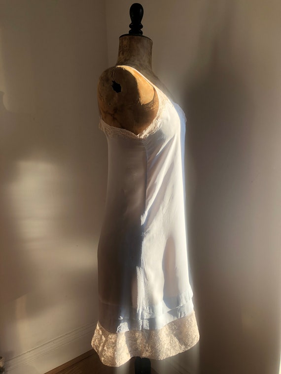 Antique 1930s Classic Sky Blue Slip Dress with del