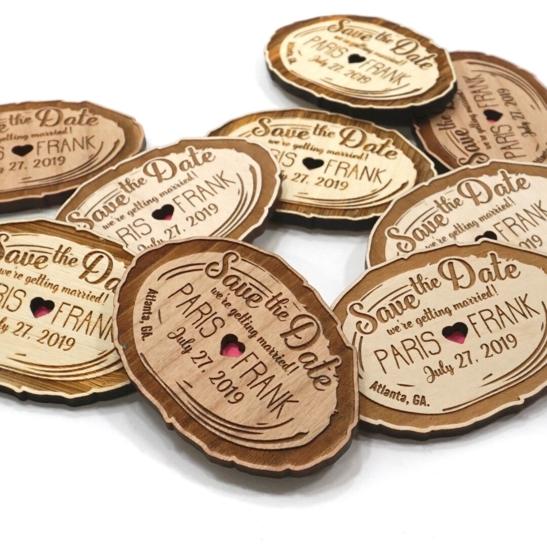 Wood Save the Date Magnets 2x3 Inch Personalized Wedding Save the Date ...