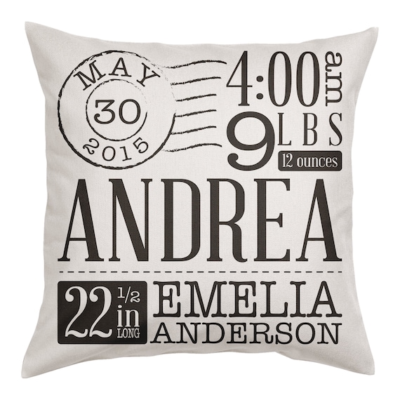 Personalized Postage Birth Announcement Pillow Decorative Etsy