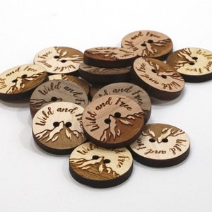 Boutons de cercle en bois personnalisés 1 x 1 pouce en bois Cercle Tricot fait à la main Wood Tag Tricot à la main Érable Cerisier Noyer Bambou Logo de marque