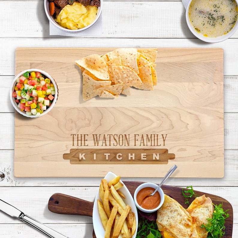 Family Name Rolling Pin Cutting Board Custom Names Anniversary Gift Birthday personalized Gift Custom Housewarming Chef Family Kitchen Cook image 1