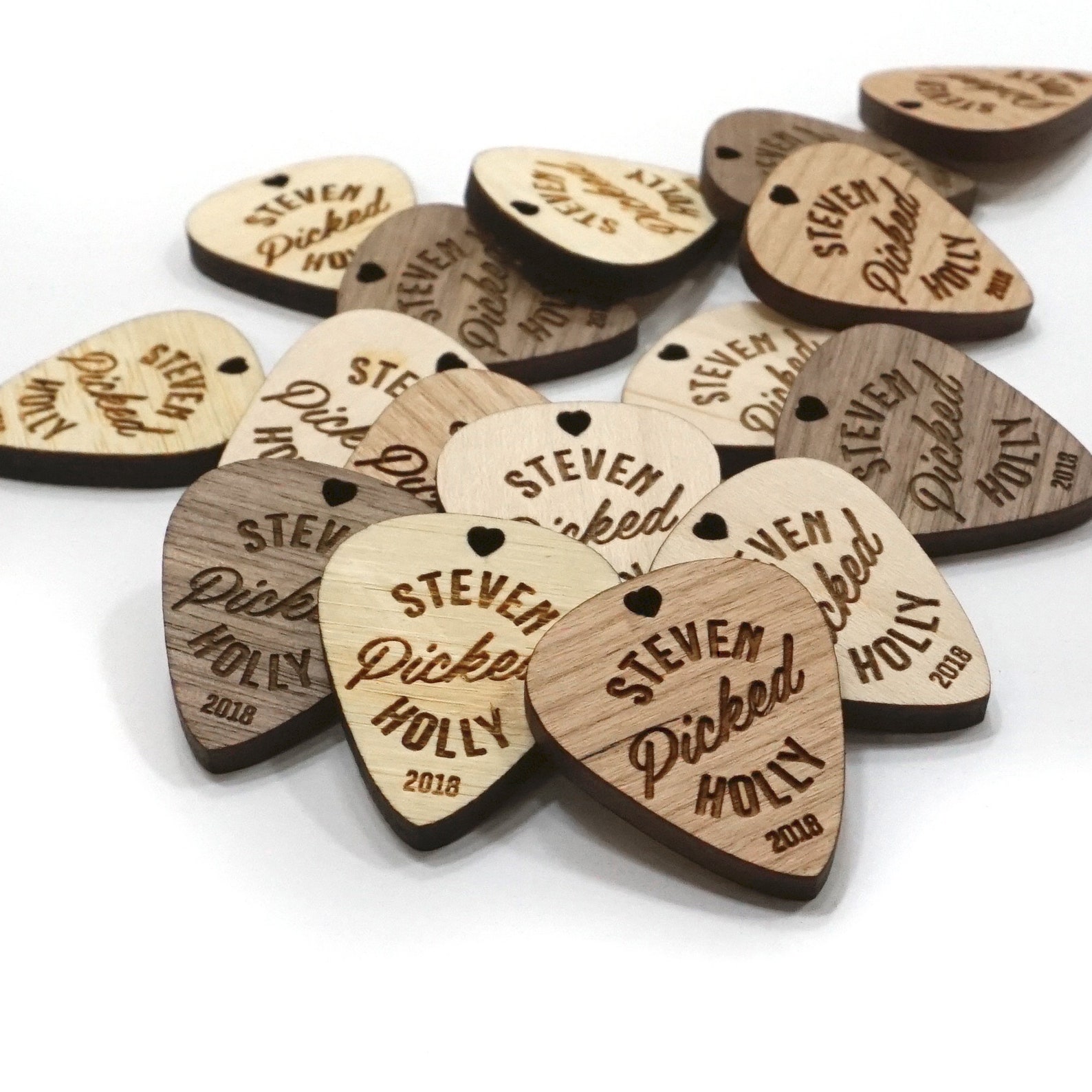 Custom Guitar Pic Shape Favour Wood Tags 1 x 1.25 inch Wedding Etsy
