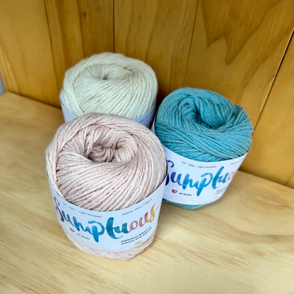 Knitting Yarn, Sumptuous (DK to Worsted) Premium soft and natural NZ made Merino + Alpaca 2.6ounces (75g) by The Woven Co