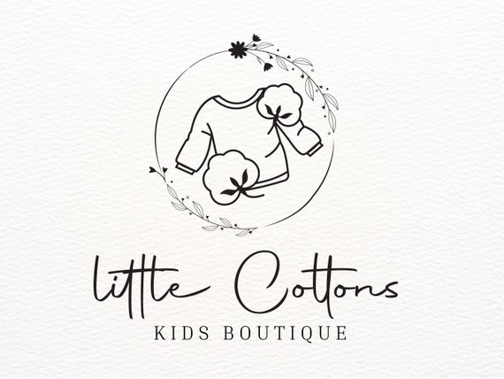 Children's Boutique Logo, Baby Clothes, Clothing Rack, Kids Logo Design,  Consignment Logo, Watercolor, Florals,  Shop Logos, Digital