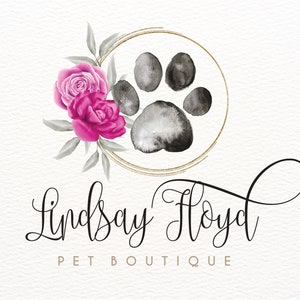 Logo impronta di zampa, logo toelettatore, logo pet sitter, logo predefinito, logo allevatore di cani, logo toelettatura mobile, marchio personalizzato, logo acquerello, png