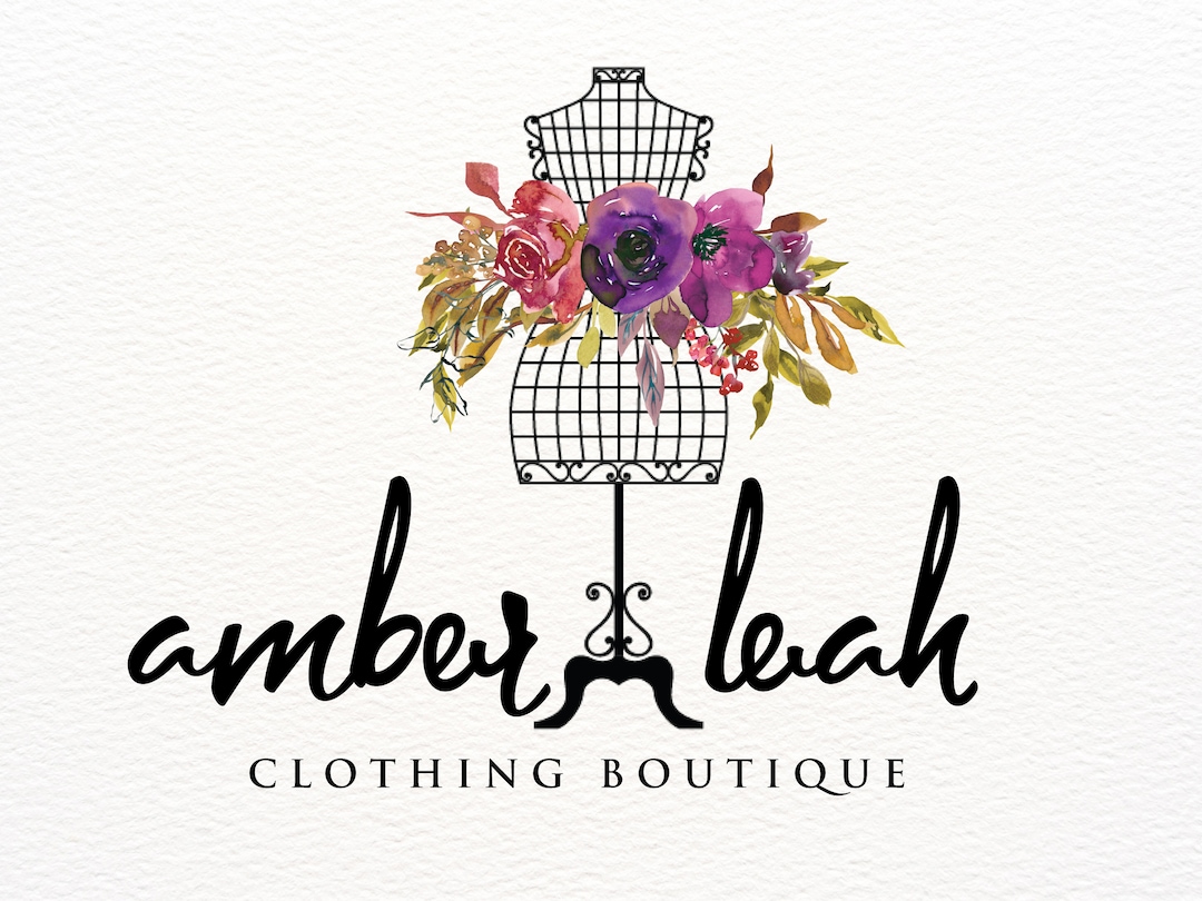 Fashion Logo Clothing Store Logo Watercolor Flowers Hanger - Etsy