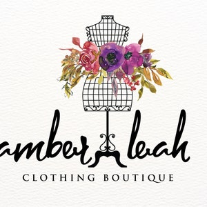 Fashion Logo, Clothing Store Logo, Watercolor Flowers, Hanger Logo, Clothes Hanger Logo, Logo Branding, Consignment Store Logo, Premade Logo