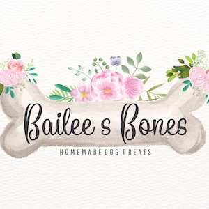 Dog Bone with Flowers, Pet Boutique Logo, Pet Bakery Logos, Dog Groomer Logo, Pet Sitting Logo, Pet Shop Logo, Custom Logo, Digital Branding