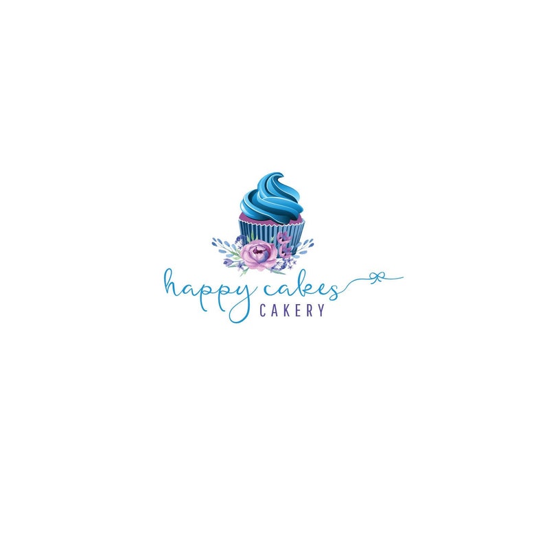 Cupcake Blue Frosting Logo Bakery Logo Design Baking Logo Etsy UK