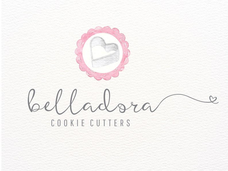 Bakery Logo, Cookie Cutter Logo, Heart Logo, Baking Logo, Baker Logo, Bakery Branding, Bake Shop Logo, Custom Logo Design, Premade Designs image 1